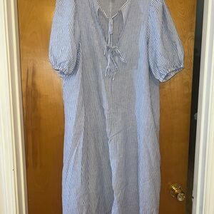 H&M Light Blue and White Striped Dress